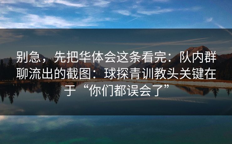 别急，先把华体会这条看完：队内群聊流出的截图：球探青训教头关键在于“你们都误会了”