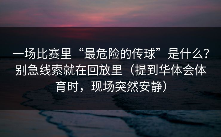 一场比赛里“最危险的传球”是什么？别急线索就在回放里（提到华体会体育时，现场突然安静）