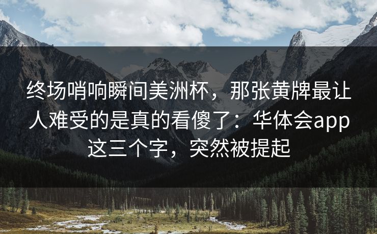 终场哨响瞬间美洲杯，那张黄牌最让人难受的是真的看傻了：华体会app这三个字，突然被提起