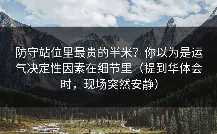 防守站位里最贵的半米？你以为是运气决定性因素在细节里（提到华体会时，现场突然安静）