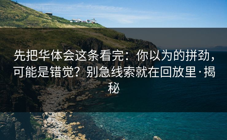 先把华体会这条看完：你以为的拼劲，可能是错觉？别急线索就在回放里·揭秘