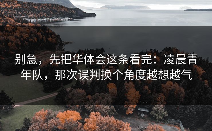 别急，先把华体会这条看完：凌晨青年队，那次误判换个角度越想越气
