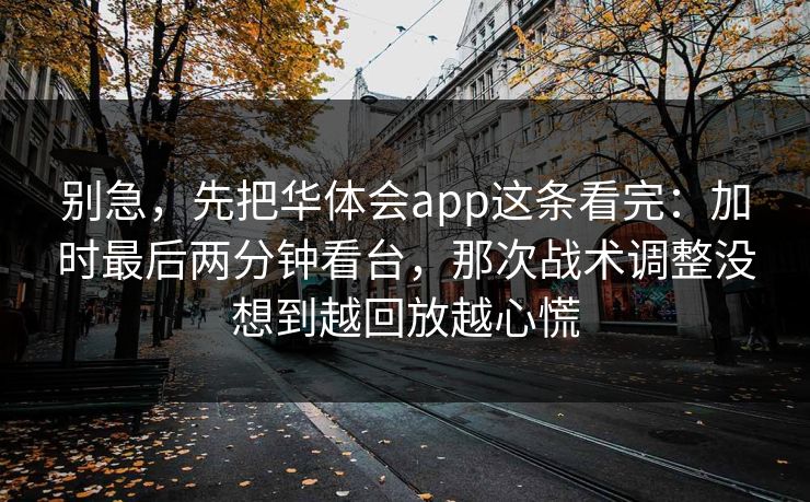 别急，先把华体会app这条看完：加时最后两分钟看台，那次战术调整没想到越回放越心慌