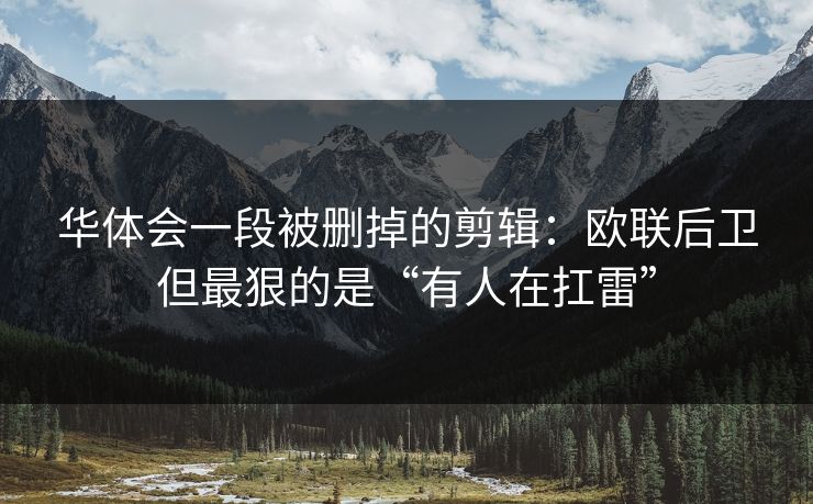 华体会一段被删掉的剪辑：欧联后卫但最狠的是“有人在扛雷”