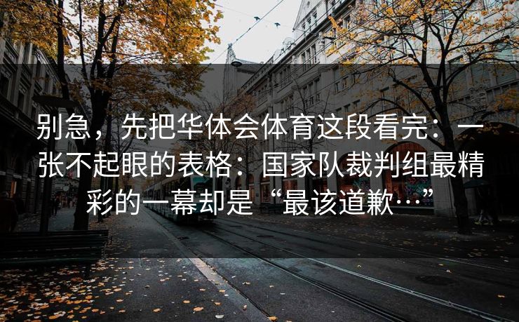 别急，先把华体会体育这段看完：一张不起眼的表格：国家队裁判组最精彩的一幕却是“最该道歉…”