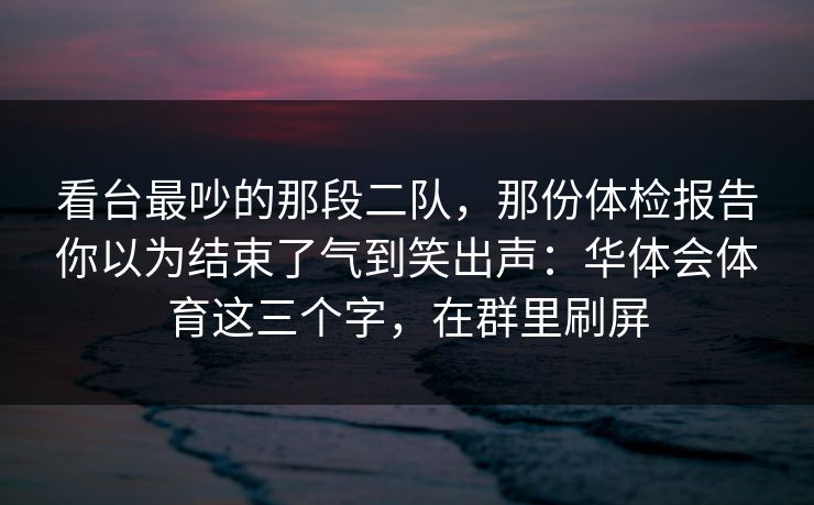 看台最吵的那段二队，那份体检报告你以为结束了气到笑出声：华体会体育这三个字，在群里刷屏